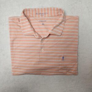 B. Draddy Polo Shirt Mens XL Pink Striped Pocket Collared Golf Payne Stewart